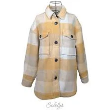 Isabel Marant Etoile Harveli Honey Yellow Oversized Plaid Wool Shacket 36 Small