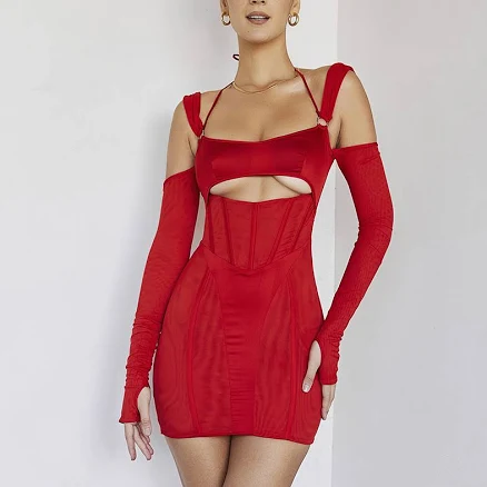 Mon AmourMistress Rocks Scarlett Mesh Cutout Mini Dress