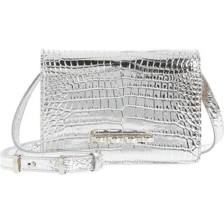Alexander Mcqueen Women's Mini Four Ring Moc-Croc Chain Shoulder Bag