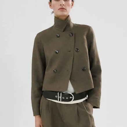 MANGO Women's Double-Breasted Linen Jacket