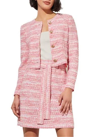 Ming Wang Women's Striped Tweed Cropped Jacket