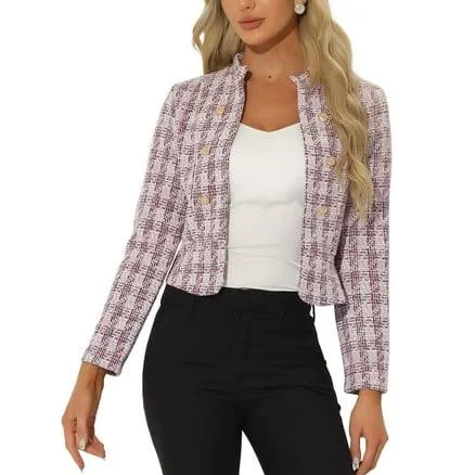 Inspire Chic Women's Cropped Tweed Blazer