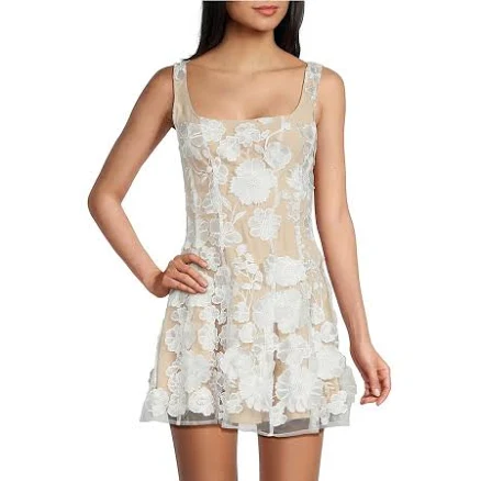 Allison Kelly 3D Floral Printed Fit-And-Flare Homecoming Dress