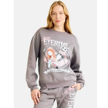LICENSE Nightmare Before Christmas Eternal Love GraphicFleece Pullover Sweatshirt with Long Sleeves Womens