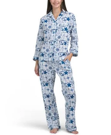 Women's Cotton Pajama Top and Pants Set