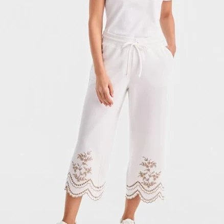 Style & Co. Women's Embroidery Wide-Leg Sweatpants