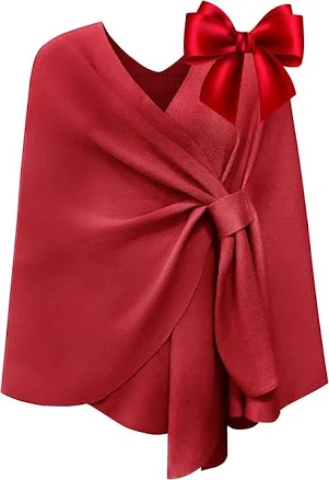 PULI Women's Large Cross Front Knitted Poncho