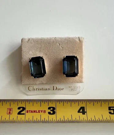 Christian Dior 14k Gold Post Faceted 'gem" Earrings