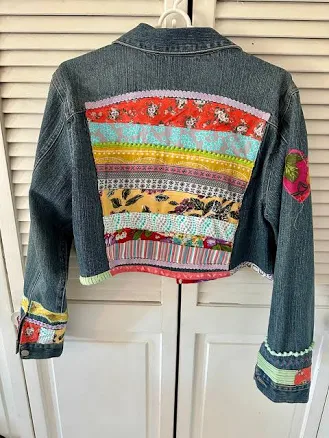 Embellished Boho Denim Crop Jacket