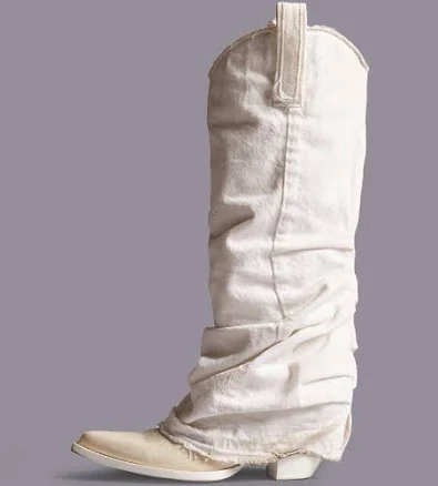 R13 Mid Cowboy Denim Sleeve Boots