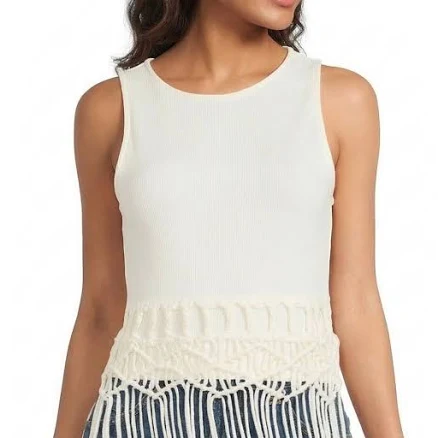 Women's Rock & Roll Denim Macrame Tank Top