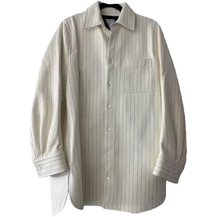 Bottega Veneta Leather Striped Oversized Shirt Size 38 IT