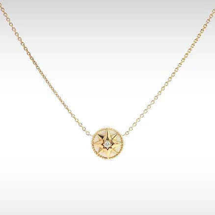 DIOR Rose des Vents 18k Yellow Gold Necklace with Diamond and Lapis Lazuli
