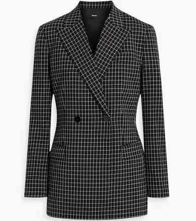 Theory Taylor double-breasted checked twill blazer - Women - Black Suits - US 0