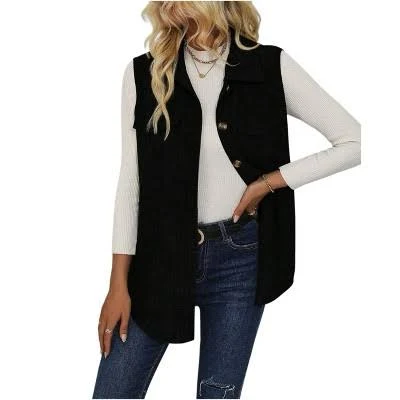 Women's Casual Corduroy Button Down Vest