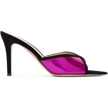 Gianvito Rossi Women's Metallic Suede Mule Sandals Black/Silver
