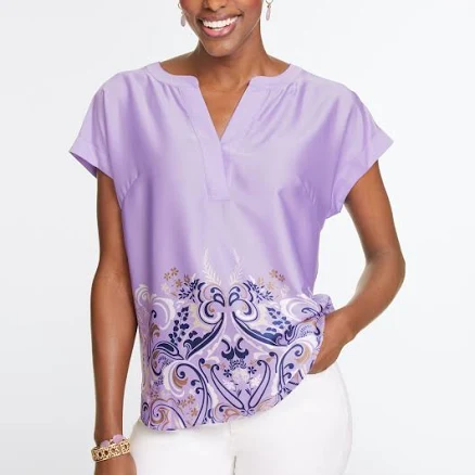 Women's Talbots Soft Satin Charmeuse Split Neck Top