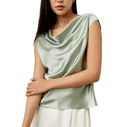 Lilysilk Women's Silk Charmeuse Cowl Neck Top