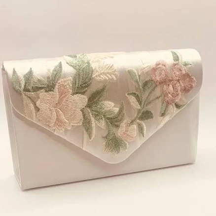 Embroidered Flower Clutch