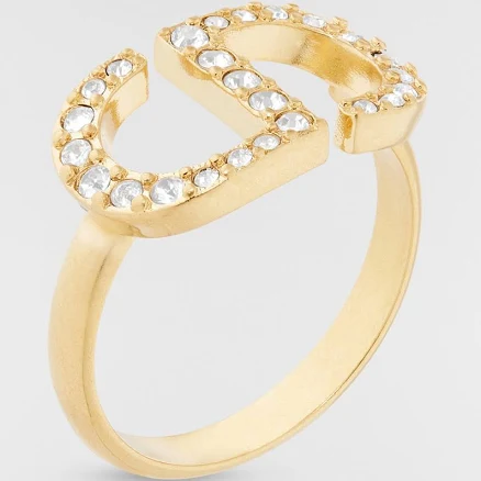 DIOR Women's Petit CD Gold-finish Metal Ring with Crystals