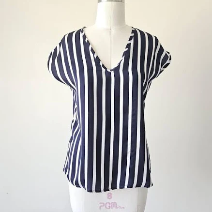 1990s Silk Stripe Nautical Blouse