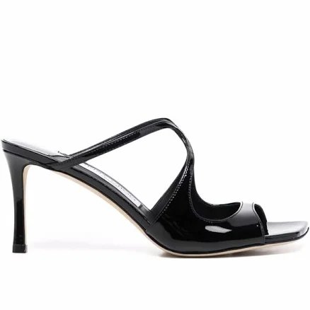 Jimmy Choo - 75mm Anise sandals - women - Calf Leather/Calf Leather/Patent Leather - 39,5 - Black