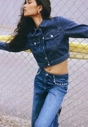 H&M Ladies Cropped Denim Jacket
