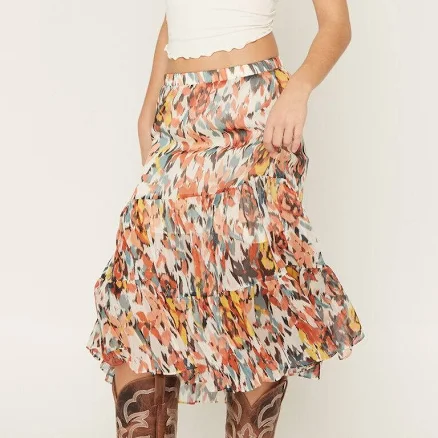 Shyanne Women's Anderson Floral Print Tiered Midi Skirt