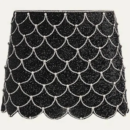 Rubi Embellished Scallop Micro Mini Skirt In Black