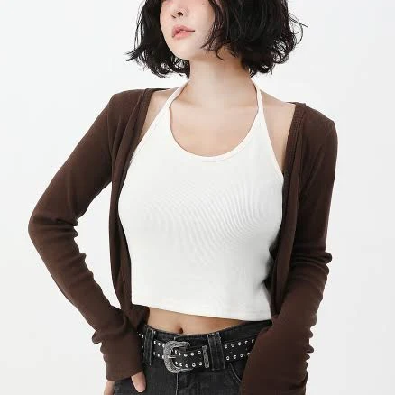 CATTLINE Halter Neck Mute Cardigan Set