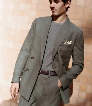 Men's Abercrombie & Fitch The A&F Collins Double-Breasted Linen-Blend Blazer