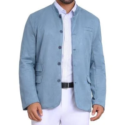 Inspire CHIC Men's Casual Stand Collar Suede Blazer