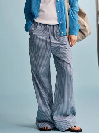 Striped Wide Banding Pants_blue