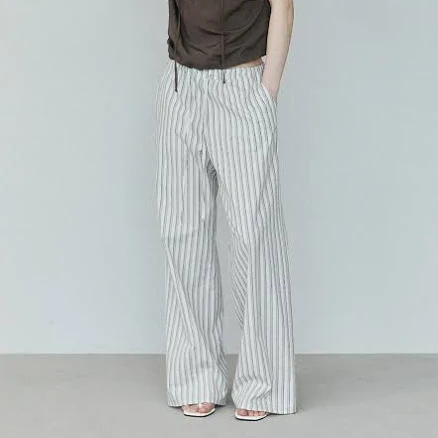 ihr STRIPE BANDING PANTS [BEIGE] by W Concept