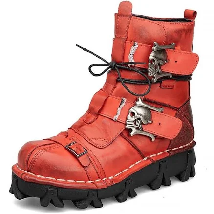 Gothic Leather Skull Boots
