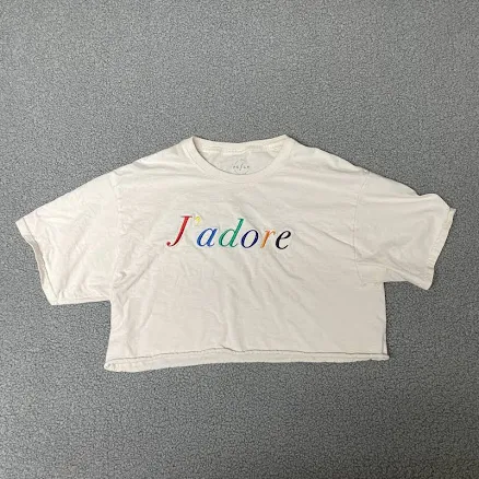 Ps / La J'adore T-shirt Cropped Short Sleeve Off White Size