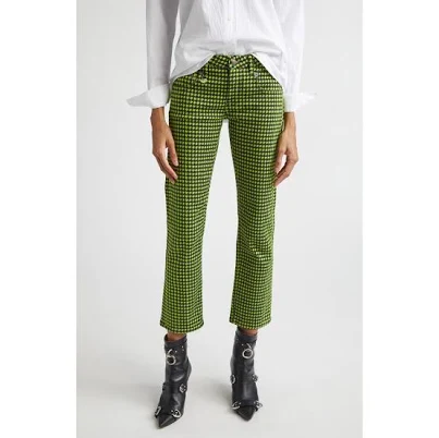 R13 Boy Straight Leg Houndstooth Crop Jeans