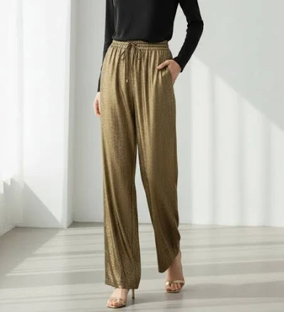 Wide-leg Metallic Pants