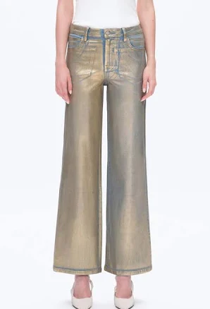 Bayeas Women's High-Rise Wide-Leg Metallic Jeans