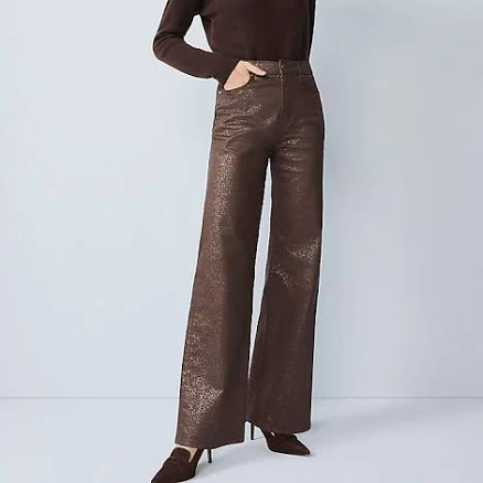 Ann Taylor Women's Shimmer Wide-Leg Jeans with Copper Sparkle