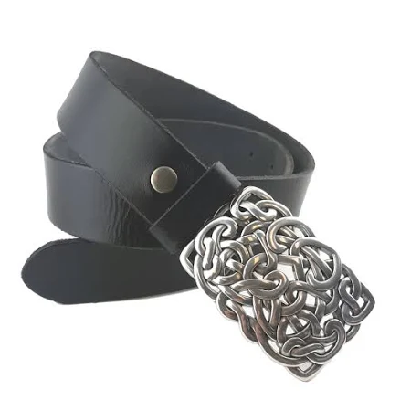 Celtic Woven Heart Buckle Full Grain Leather Belt