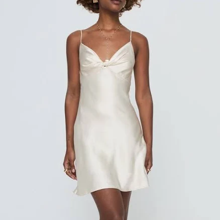 Princess Polly Marilyn Front Twist Satin Mini Slipdress