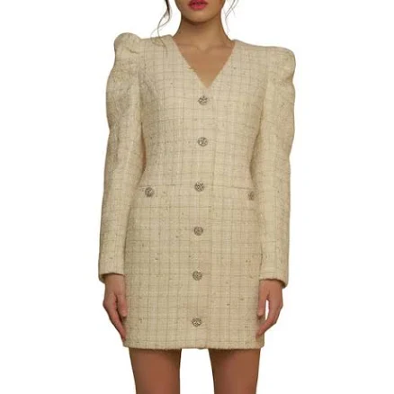Endless Rose Women's Premium Long Sleeve Tweed Mini Dress