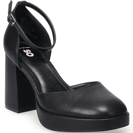 SO Jinny Women's Ankle Strap Platform Shoes, Size: 9, Black