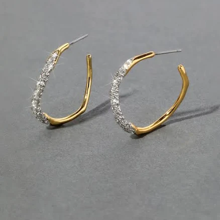 Alexis Bittar Two Tone Pave Hoop Earring