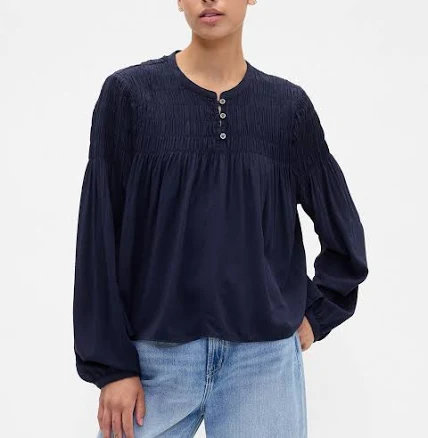 Gap Women's Relaxed Smocked Balloon-Sleeve Top