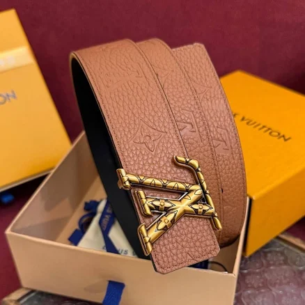 Louis Vuitton LV Initiales Monogram Cognac 40mm Reversible Belt - Gold