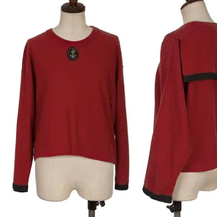 SONIA RYKIEL Anchor Patch Sailor Collar Short Knit Top