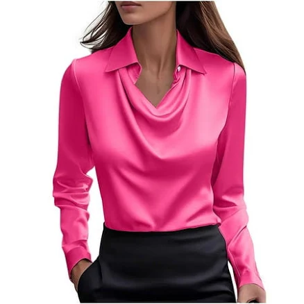 Women's Satin Cowl Neck Blouse