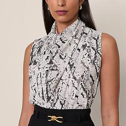 Ann Taylor Women's Snake Print Cowl Neck Blouse